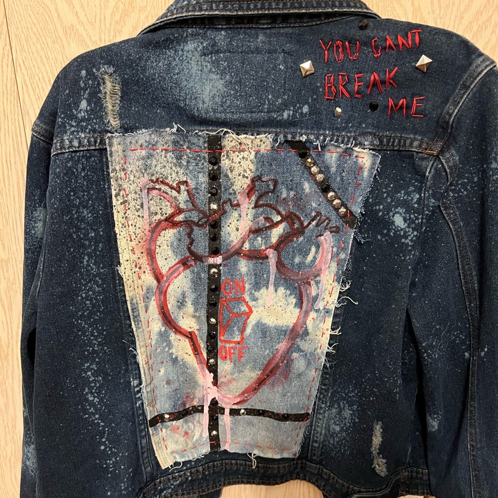 “You can’t break me” handmade jean jacket.